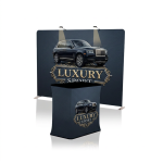 trade show backdrop and podium display event display package with branded podium trade show booth backdrop and counter custom backwall and podium setup exhibition display wall and podium