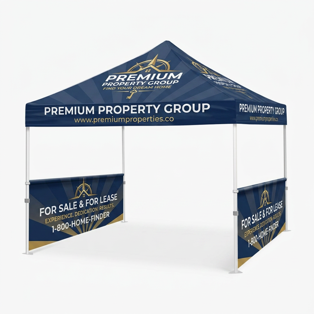 Firefly_Gemini Flash_make both walls match but change the design into a real estate display 627850 10ft Tent Half wall (Single Sided) - Image 1